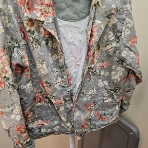 Teddi Gray Jacket with Floral Accents